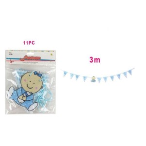 Girlanda z napisom baby shower modra 3m