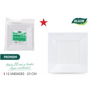 Plastični krožniki kvadratni 23cm 12/1