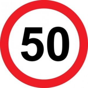 Rojstnodnevna nalepka prometni znak 50 let