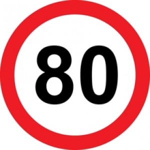 Rojstnodnevna nalepka prometni znak 80 let