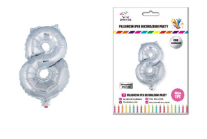 Balon številka 8-40 cm-Srebrna