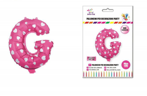 Balon z vzorci črka G-40 cm-Roza s srčki