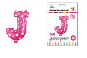 Balon z vzorci črka J-40 cm-Roza s srčki