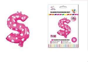 Balon z vzorci črka S-40 cm-Roza s srčki