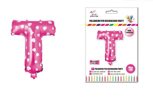 Balon z vzorci črka T-40 cm-Roza s srčki