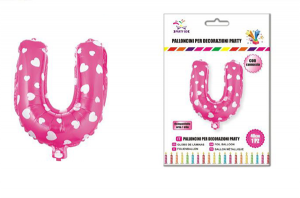 Balon z vzorci črka U-40 cm-Roza s srčki