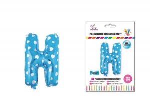 Balon z vzorci črka H-40 cm-Modra s srčki