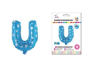 Balon z vzorci črka U-40 cm-Modra s srčki