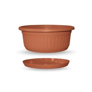 Cvetlični lonček s podstavkom CI015 22cm rjava