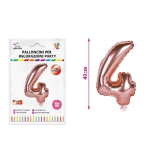 Balon številka 4 rose glod