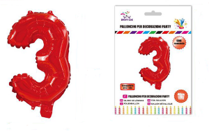 Balon številka 3-40 cm-Rdeča