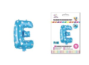 Balon z vzorci črka E-40 cm-Modra s srčki