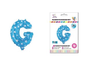 Balon z vzorci črka G-40 cm-Modra s srčki