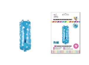Balon z vzorci črka I-40 cm-Modra s srčki