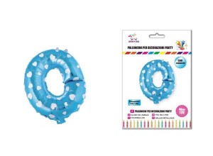 Balon z vzorci črka O-40 cm-Modra s srčki