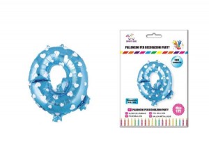 Balon z vzorci črka Q-40 cm-Modra s srčki