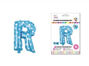 Balon z vzorci črka R-40 cm-Modra s srčki