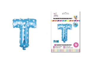 Balon z vzorci črka T-40 cm-Modra s srčki
